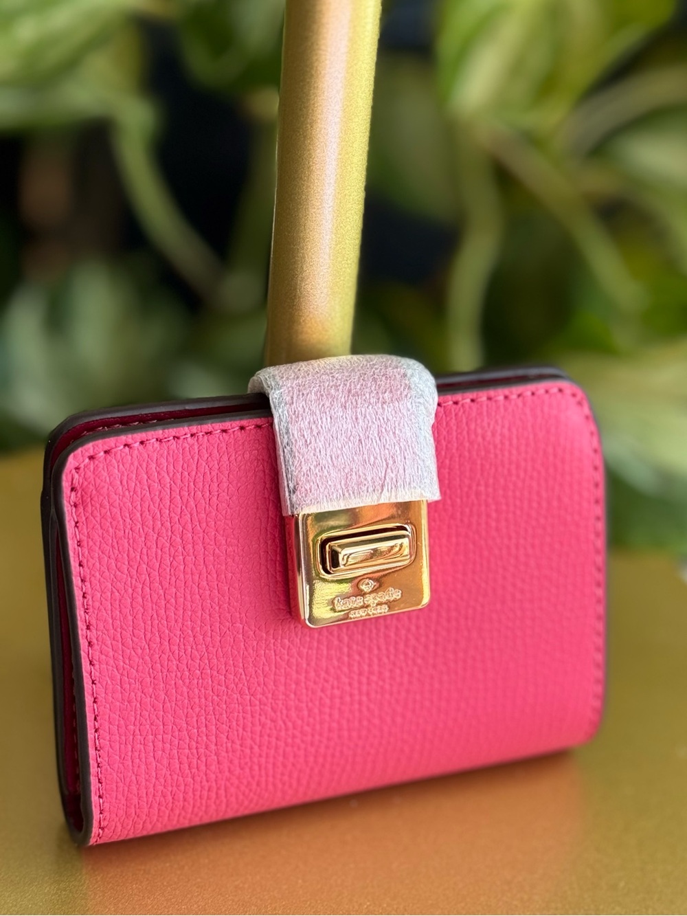 NWT ♠️ kate spade ♠️ Phoebe Small Card Holder Wallet- Rose Oil Pink Red Interior